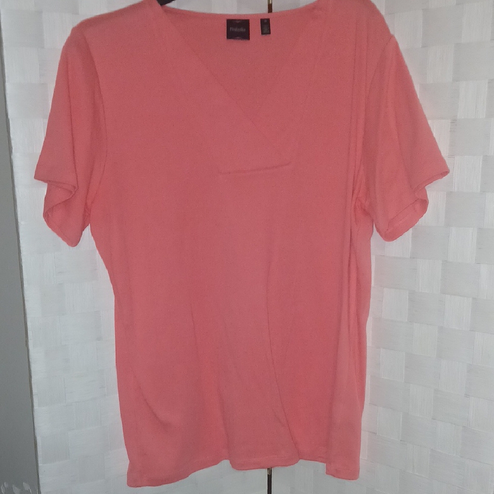 Womans XL Pink V Neckline Blouse